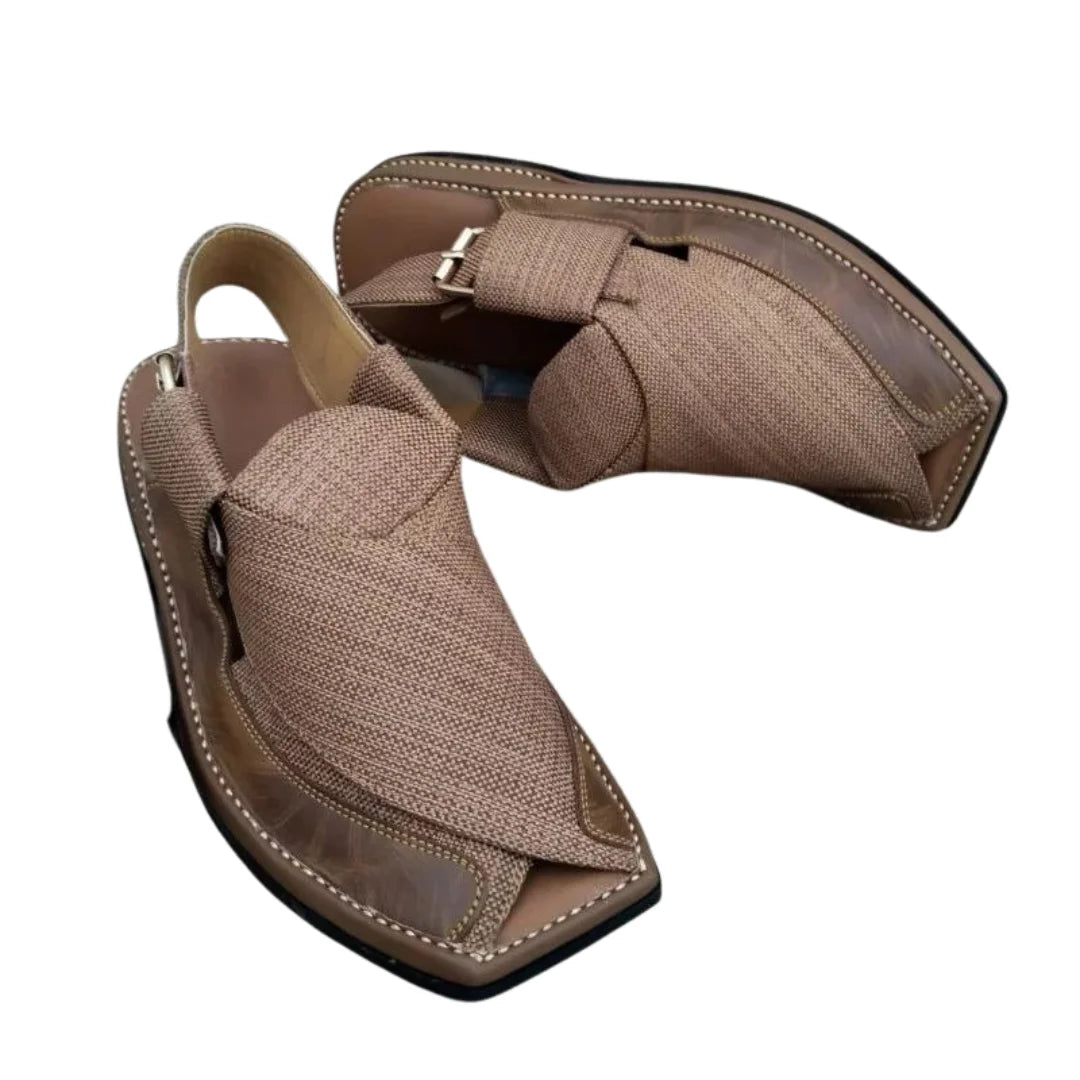 Brown Trendy Textured Peshawri Chappal – Handmade Pure Leather