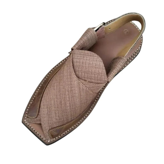 Brown Trendy Textured Peshawri Chappal – Handmade Pure Leather