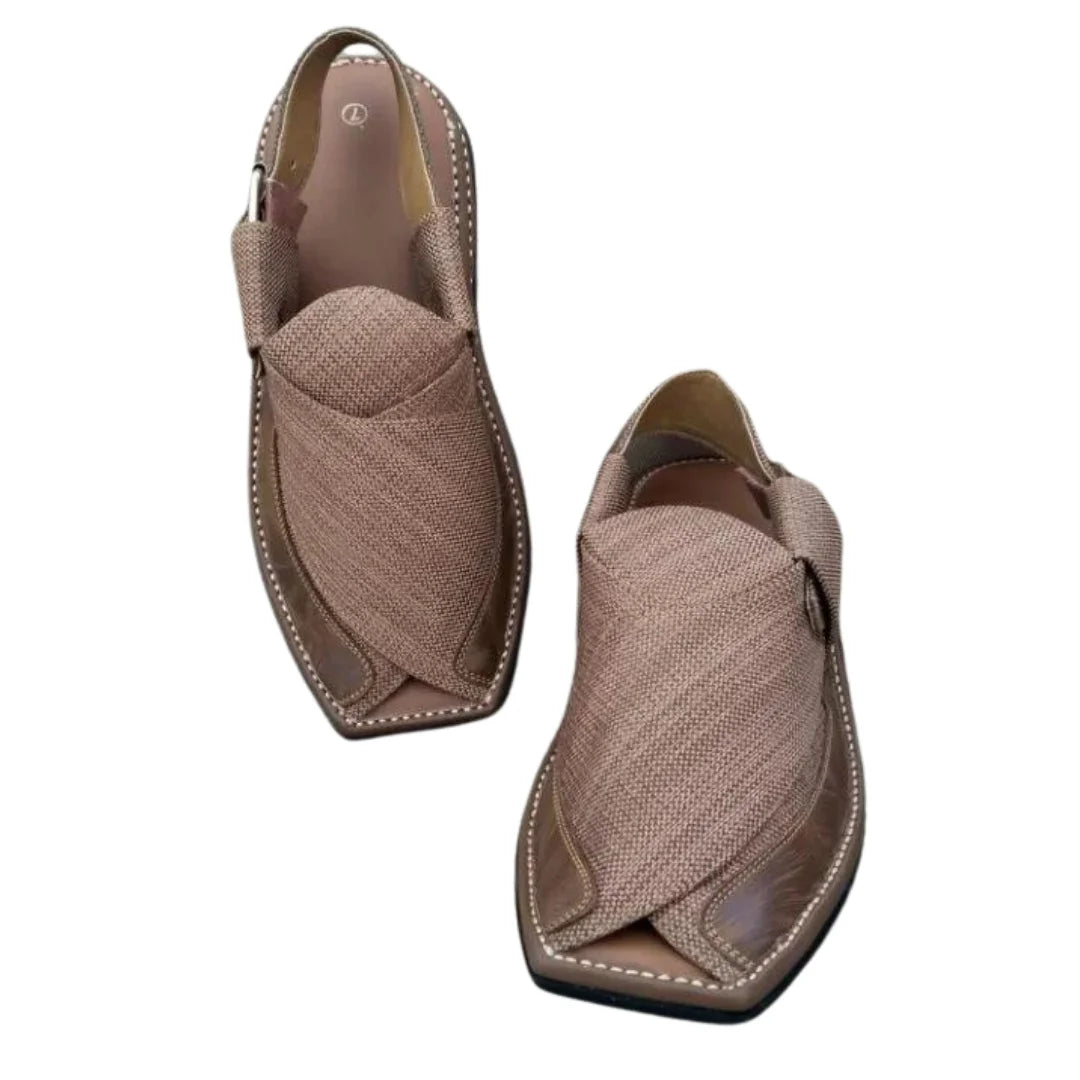 Brown Trendy Textured Peshawri Chappal – Handmade Pure Leather