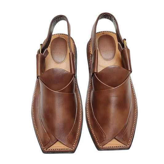 Zalmi Chappal Brown Double Shade – Pure Handmade Leather